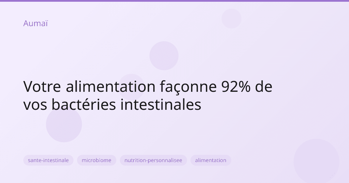 Votre alimentation façonne 92% de vos bactéries intestinales